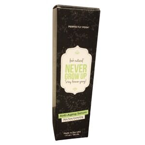 Perfectly Posh Never Grow Up Anti-Aging Serum 1oz Skin Tone Correcting Vegan NEW